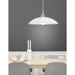 Chrome Metal White & Clear Structured Glass LED E27 1x12 Watt 230 Volt IP20 Bulb Excluded D: 40 H 1: 11 H 2: 100 cm - PNL7326501