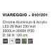 Chrome Aluminium & Acrylic LED 28 Watt 230 Volt 2222Lm 3000K IP20 D: 56 H: 120 cm Adjustable Height - PNL8101201 - NOVALUCE