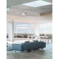 Triac Dimmable Sandy White Aluminium & Acrylic LED 80 Watt 230 Volt 4000Lm 3000K IP20 D: 81 H1: 6 H2: 120 cm Adjustable Height -