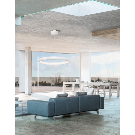 Triac Dimmable Sandy White Aluminium & Acrylic LED 80 Watt 230 Volt 4000Lm 3000K IP20 D: 81 H1: 6 H2: 120 cm Adjustable Height -