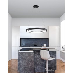 Triac Dimmable Sandy Black Aluminium & Acrylic LED 80 Watt 230 Volt 4000Lm 3000K IP20 D: 81 H1: 6 H2: 120 cm Adjustable Height -