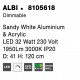Triac Dimmable Sandy White Aluminium & Acrylic LED 32 Watt 230 Volt 1950Lm 3000K IP20 D: 41 H: 120 cm Adjustable Height - PNL81