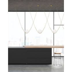 Brass Metal White Glossy Glass Brass Fabric Cable LED E27 1x12 Watt 230 Volt IP20 Bulb Excluded L: 150 W: 20 H: 120 cm Adjust