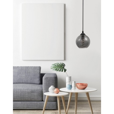 Smoke Glass Black Metal LED E27 1x12 Watt 230 Volt IP20 Bulb Excluded D: 14 H1: 12 H2: 125 cm Adjustable height - PNL8436401 -