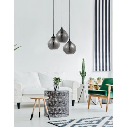 Smoke Glass Black Metal LED E27 3x12 Watt 230 Volt IP20 Bulb Excluded D: 30 H: 120 cm Adjustable height - PNL8436402 - NOVALUC