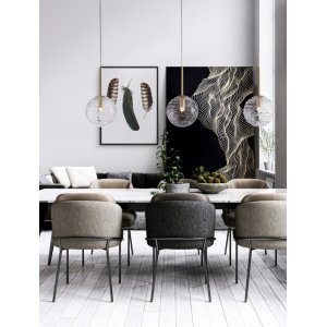 Brass Gold Metal Clear Structured Glass LED E27 1x12 Watt 230 Volt IP20 Bulb Excluded D: 25 H: 200 cm Adjustable Height - PNL900