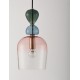 Sandy Gold Metal Glossy Dark Green, Blue Grey & Pink Glass LED E14 1x5 Watt 230 Volt IP20 Bulb Excluded D: 15.7 H1: 31.4 H2: 18
