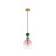 Sandy Gold Metal Glossy Dark Green, Blue Grey & Pink Glass LED E14 1x5 Watt 230 Volt IP20 Bulb Excluded D: 15.7 H1: 31.4 H2: 18