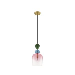 Sandy Gold Metal Glossy Dark Green, Blue Grey & Pink Glass LED E14 1x5 Watt 230 Volt IP20 Bulb Excluded D: 15.7 H1: 31.4 H2: 18 2