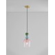Sandy Gold Metal Glossy Dark Green, Blue Grey & Pink Glass LED E14 1x5 Watt 230 Volt IP20 Bulb Excluded D: 15.7 H1: 31.4 H2: 18