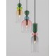 Sandy Gold Metal Glossy Dark Green, Blue Grey Pink, Glossy Light Green, Orange & Light Grey Glass LED E14 3x5 Watt 230 Volt IP2