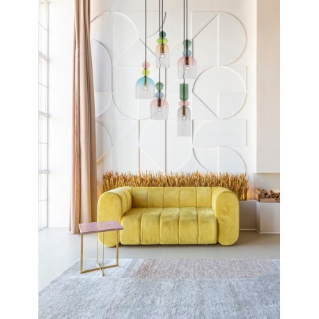 Sandy Gold Metal Glossy Dark Green, Blue Grey Pink, Glossy Light Green, Orange & Light Grey Glass & Blue LED E14 5x5 Watt 230 V