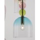 Sandy Gold Metal Glossy Dark Green, Blue Grey Pink, Glossy Light Green, Orange & Light Grey Glass & Blue LED E14 5x5 Watt 230 V