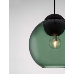 Matt Black Metal & Dark Green Glass LED E27 1x12 Watt 230 Volt IP20 Bulb Excluded D: 24 H1: 24.8 H2: 183.8 cm Adjustable height 