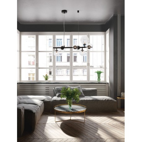 Matt Black Metal & Clear Glass LED G9 7x6 Watt 230 Volt IP20 Bulb Excluded L: 65 W: 28.9 H: 120 cm Adjustable height - PNL900