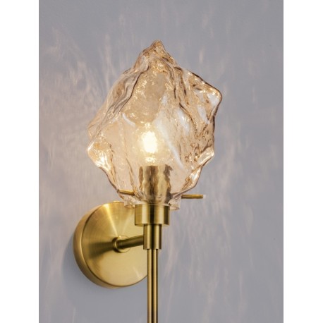 Brass Gold Metal & Amber Glass LED E14 Watt 1x5 Watt 230 Volt IP20 Bulb Excluded D: 14.8 W: 18 H: 34 cm Adjustable height - PNL9