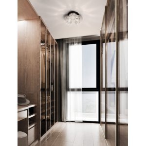 Chrome & Matt Black Metal Structured Glass LED E14 3x5 Watt 230 Volt IP20 Bulb Excluded D: 36 H: 20 cm - PNL9009292 - NOVALUCE