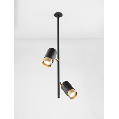 Black & Gold Aluminium LED GU10 2x10 Watt IP20 220-240 Volt Bulb Excluded D: 8 H: 64.6 cm - PNL9010218 - NOVALUCE