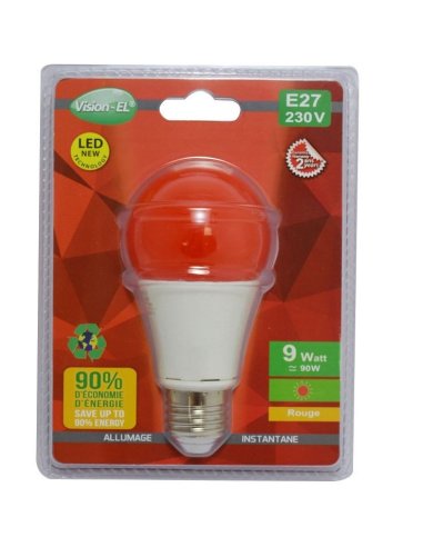 LED 9&nbsp; WATT BULB E27 Rouge