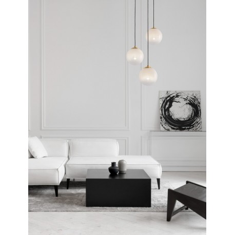 Brass Gold Metal & Gradient White Glass LED E27 3x12 Watt 230 Volt IP20 Bulb Excluded D: 30 H: 120 cm Adjustable Height - PNL902