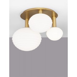 Matt Gold Metal & Milky White Structured Glass LED E14 1x5 Watt LED E27 2x12 Watt 230 Volt IP20 Bulb Excluded L: 53.5 W: 48 H: 3