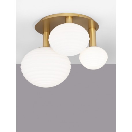 Matt Gold Metal & Milky White Structured Glass LED E14 1x5 Watt LED E27 2x12 Watt 230 Volt IP20 Bulb Excluded L: 53.5 W: 48 H: 3