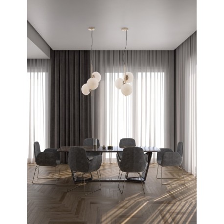 Matt Gold Metal & Milky White Structured Glass LED E14 3x5 Watt 230 Volt IP20 Bulb Excluded D: 32.5 H: 120 cm Adjustable height