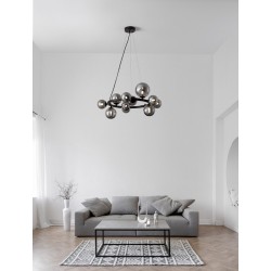 Matt Black Metal & Smoky Glass LED G9 11x6 Watt 230 Volt IP20 Bulb Excluded Two Ways Of Mounting D: 65 H: 120 cm BOTH HANGING 