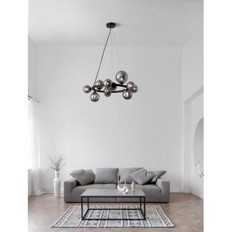 Matt Black Metal & Smoky Glass LED G9 11x6 Watt 230 Volt IP20 Bulb Excluded Two Ways Of Mounting D: 65 H: 120 cm BOTH HANGING 