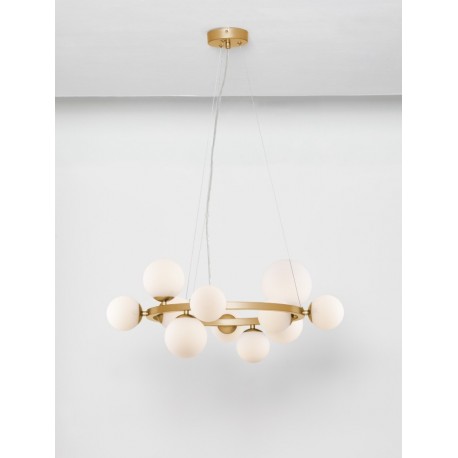 Opal Glass & Matt Gold Metal LED G9 11x5 Watt 230 Volt IP20 Bulb Excluded Two Ways Of Mounting L: 65 W: 52.8 H: 120 cm BOTH HANG