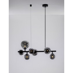 Matt Black Metal & Smoky Glass LED G9 7x5 Watt 230 Volt IP20 Bulb Excluded L: 65 W: 28.9 H: 120 cm Adjustable height - PNL90288