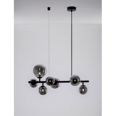 Matt Black Metal & Smoky Glass LED G9 7x5 Watt 230 Volt IP20 Bulb Excluded L: 65 W: 28.9 H: 120 cm Adjustable height - PNL90288