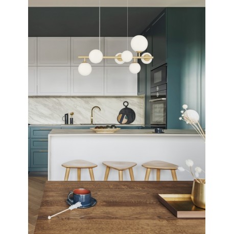 Opal Glass & Matt Gold Metal LED G9 7x5 Watt 230 Volt IP20 Bulb Excluded L: 65 W: 28.9 H: 120 cm Adjustable height - PNL9028858 