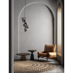 Matt Black Metal & Smoky Glass LED G9 6x5 Watt 230 Volt IP20 Bulb Excluded L: 28 W: 23.2 H: 120 cm BOTH HANGING SYSTEM INCLUDE