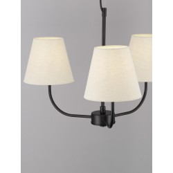 Black Metal & Cream Fabric Shade LED E27 3x12 Watt 230 Volt IP20 Bulb Excluded D: 52 H1: 38 H2: 98 cm Adjustable Height - PNL9