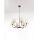 Black Metal & Cream Fabric Shade LED E27 6x12 Watt 230 Volt IP20 Bulb Excluded D: 75 H1: 45 H2: 130 cm Adjustable Height - PNL9