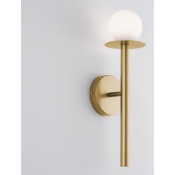 Brass Gold Metal Opal Glass LED G9 1x5 Watt IP20 Bulb Excluded D: 12 W: 14 H: 45 cm - PNL9043315 - NOVALUCE