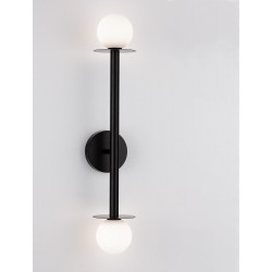 Sandy Black Metal Opal Glass LED G9 2x5 Watt IP20 Bulb Excluded D: 12 W: 14 H: 67 cm - PNL9043317 - NOVALUCE
