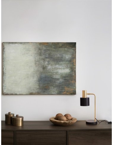 Gold Metal Sandy Black Metal Shade Black Base LED E14 1x5 Watt 230 Volt IP20 Bulb Excluded Cable Length: 155 cm D: 28 H: 43.5 cm