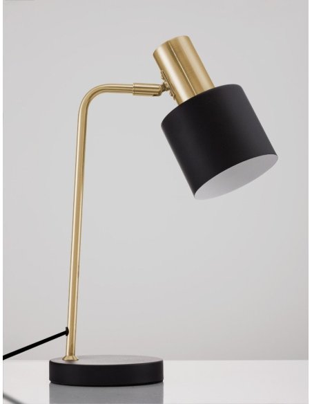 Gold Metal Sandy Black Metal Shade Black Base LED E14 1x5 Watt 230 Volt IP20 Bulb Excluded Cable Length: 155 cm D: 28 H: 43.5 cm