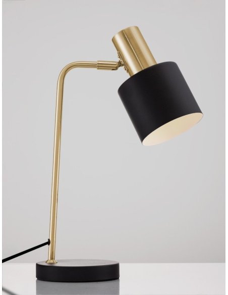 Gold Metal Sandy Black Metal Shade Black Base LED E14 1x5 Watt 230 Volt IP20 Bulb Excluded Cable Length: 155 cm D: 28 H: 43.5 cm