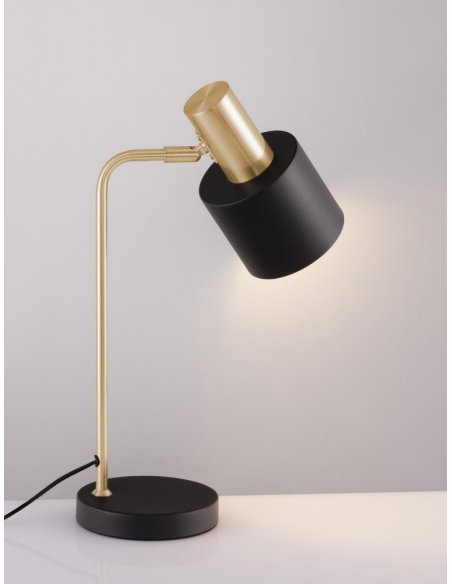 Gold Metal Sandy Black Metal Shade Black Base LED E14 1x5 Watt 230 Volt IP20 Bulb Excluded Cable Length: 155 cm D: 28 H: 43.5 cm