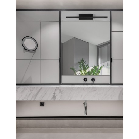 Sandy Black Aluminium & Acrylic LED 12 Watt 230 Volt 913Lm 3000K IP44 L: 41.5 W: 14 H: 6 cm - PNL9053122 - NOVALUCE