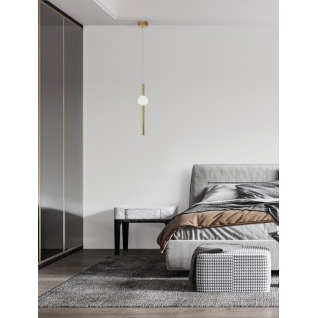 Gold Aluminium & Acrylic LED 11 Watt 230 Volt 734Lm 3000K IP20 D: 12 H: 150 cm Adjustable Height - PNL9054451 - NOVALUCE