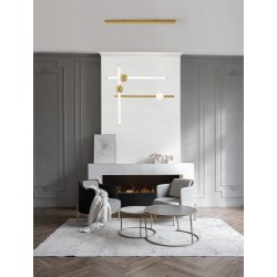 Triac Dimmable Gold Aluminium & Acrylic LED 59 Watt 230 Volt 3687Lm 3000K IP20 L: 109 W: 20 H: 200 cm Adjustable Height - PNL905