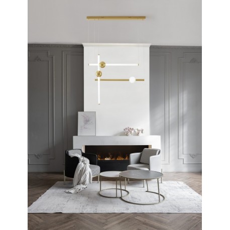 Triac Dimmable Gold Aluminium & Acrylic LED 59 Watt 230 Volt 3687Lm 3000K IP20 L: 109 W: 20 H: 200 cm Adjustable Height - PNL905