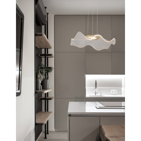 Gold Aluminium & Acrylic LED 15 Watt 230 Volt 1296Lm 3000K IP20 L: 50 W: 50 H: 150 cm Adjustable Height - PNL9054501 - NOVALUCE