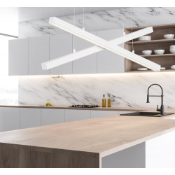 Triac Dimmable Sandy White Aluminiun & Acrylic LED 40 Watt 230V IP20 1428Lm 3000K Class II L: 100 W: 8 H: 120 cm Adjustable H