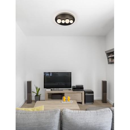 Triac Dimmable Sandy Black Aluminium Opal Glass LED 63 Watt 220 Volt 2720Lm 3000K IP20 D: 62.2 H: 17.5 cm - PNL9061432 - NOVALUC