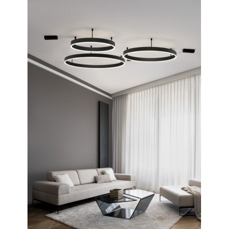 Triac Dimmable Sandy Black Aluminium & Acrylic LED 60 Watt 230 Volt 4552Lm 3000K IP20 D: 100 W: 1.2 H: 18 cm - PNL9063607 - NOVA